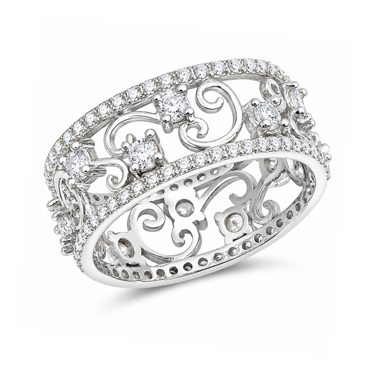 Silver CZ Ring - Vines