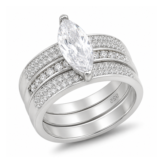 Silver Wedding Ring Sets