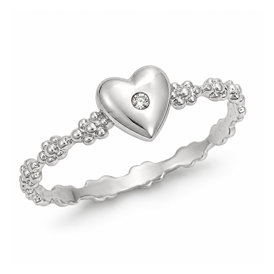 Silver CZ Ring - Heart