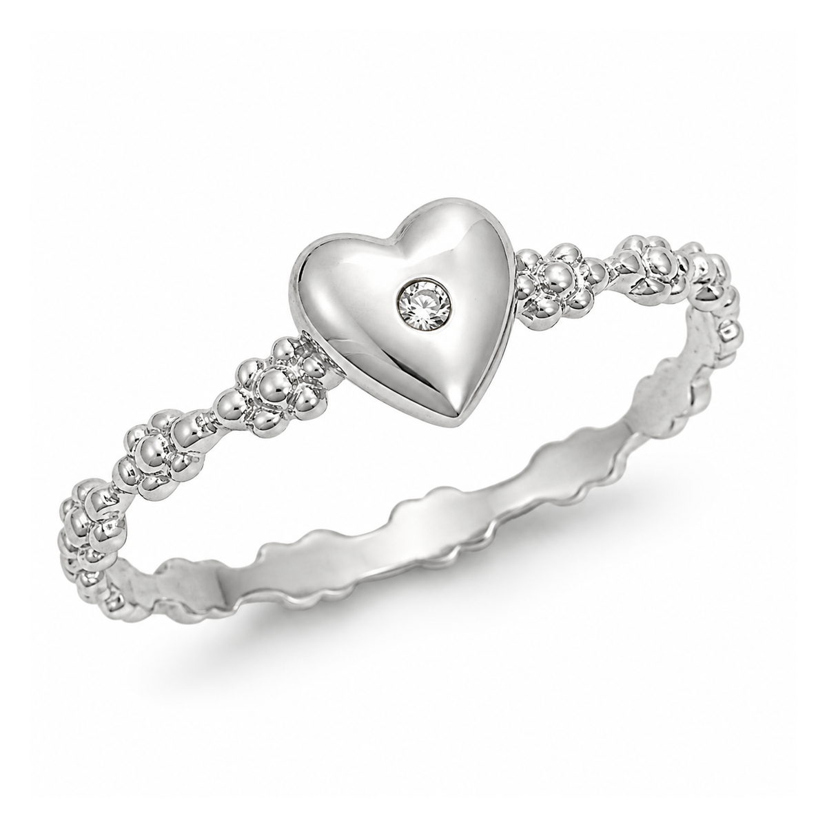 Silver CZ Ring - Heart