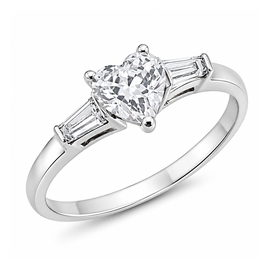 Silver CZ Ring - Heart