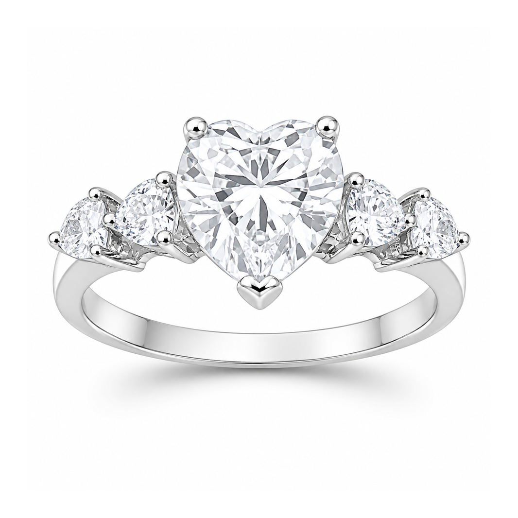 Silver CZ Ring - Heart