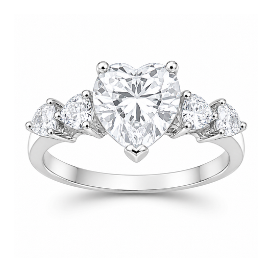 Silver CZ Ring - Heart