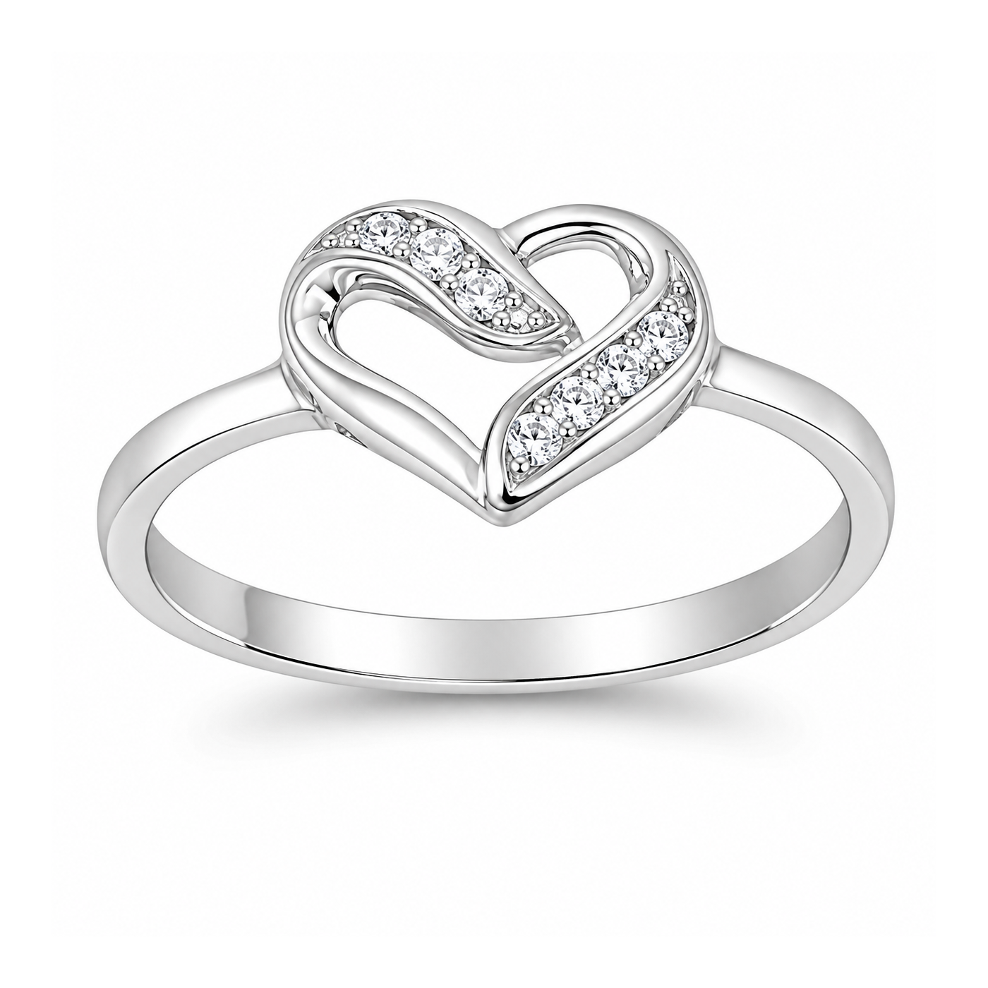 Silver CZ Ring - Heart