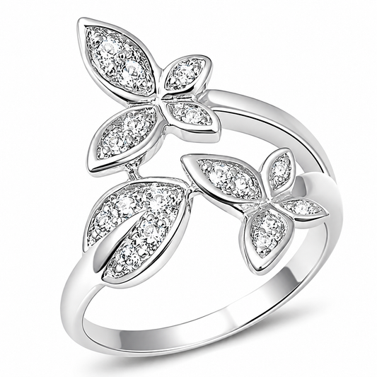 Silver CZ Ring - Butterfly