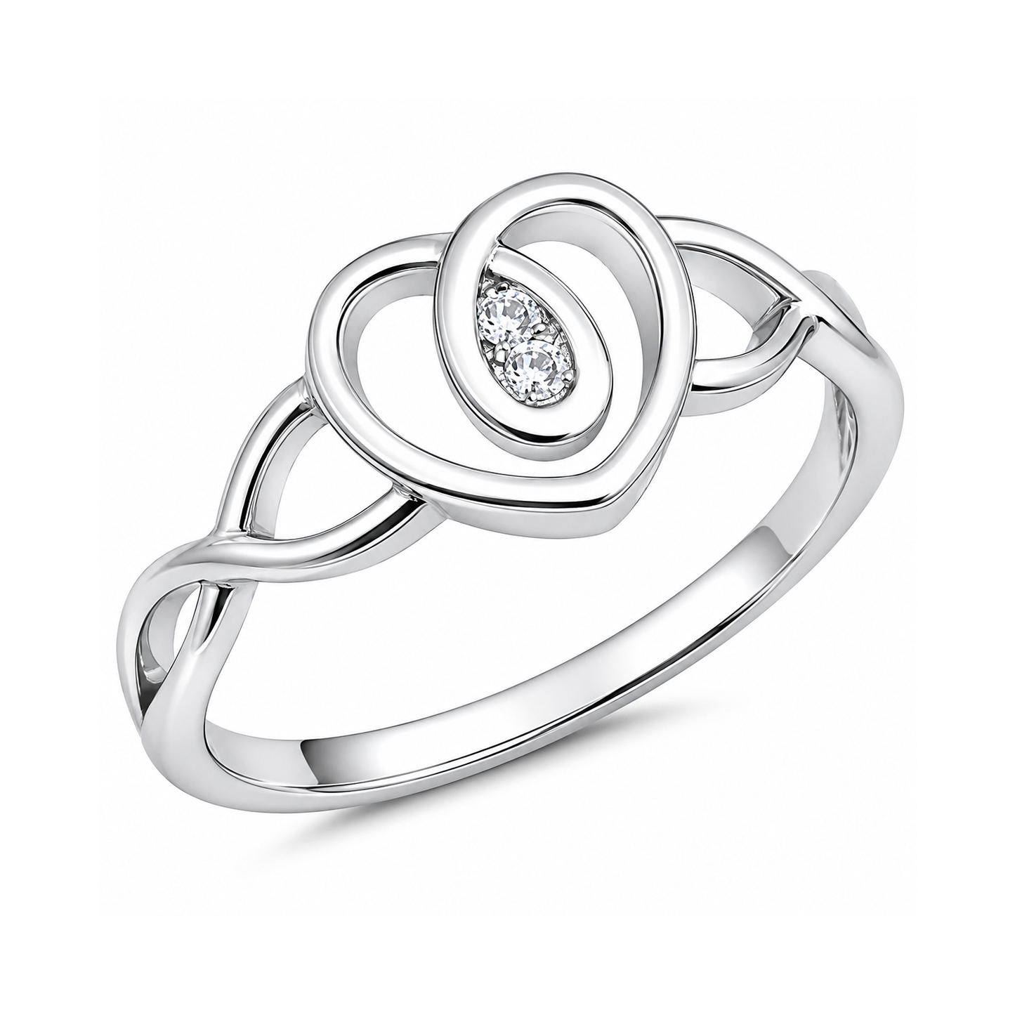 Silver CZ Ring - Heart