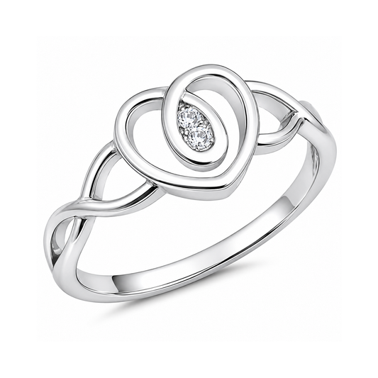 Silver CZ Ring - Heart