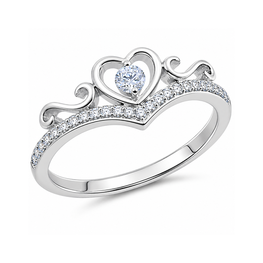 Silver CZ Ring - Heart