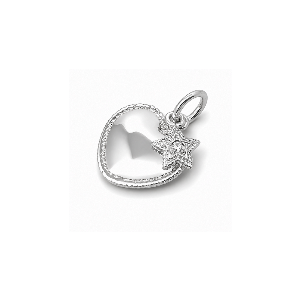 Silver Pendant W/ CZ - Heart & Star