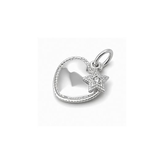 Silver Pendant W/ CZ - Heart & Star