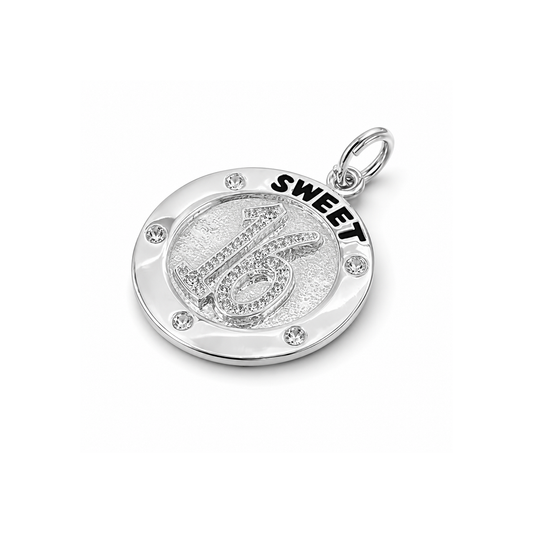 Silver Pendant W/ CZ - Sweet 16