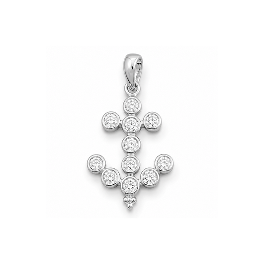 Silver Pendant W/ CZ - Anchor
