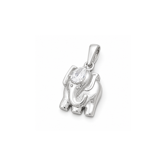 Silver Pendant W/ CZ - Elephant