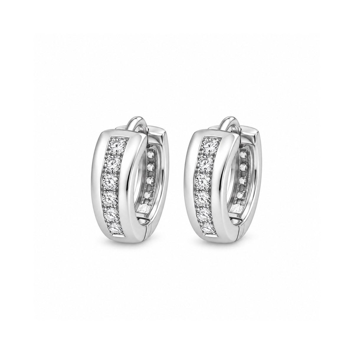 Silver CZ Huggie Earrings