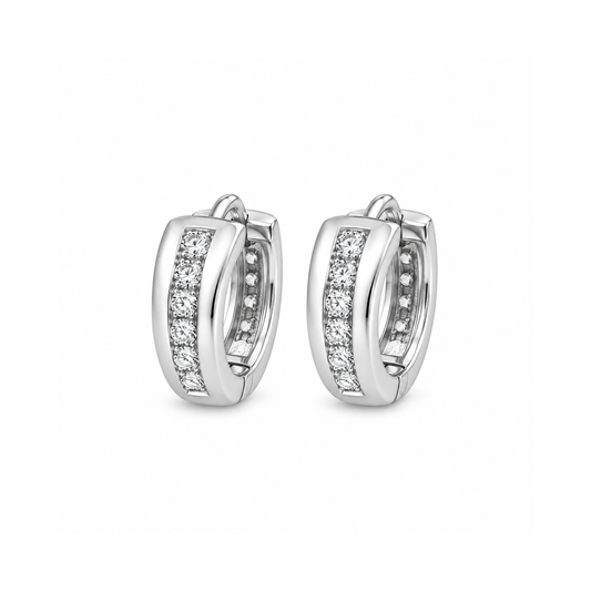 Silver CZ Huggie Earrings