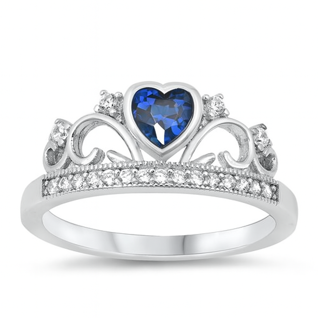 Silver Lab Opal Ring- Heart Crown
