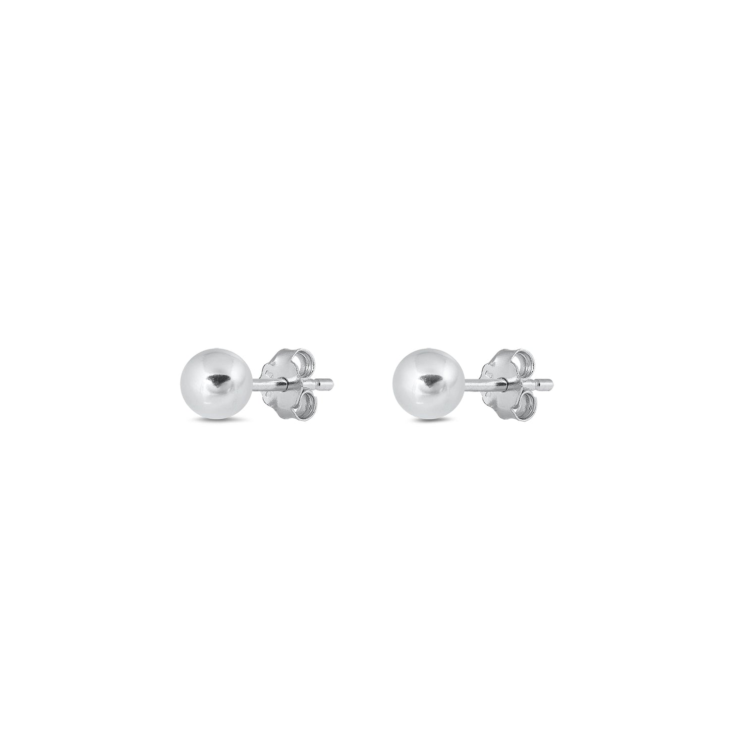 Silver Ball Stud Earrings - 4mm