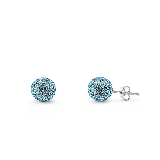 Silver Crystal Ball Earring - 8 mm
