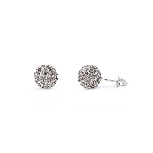 Silver Crystal Ball Earring - 8 mm
