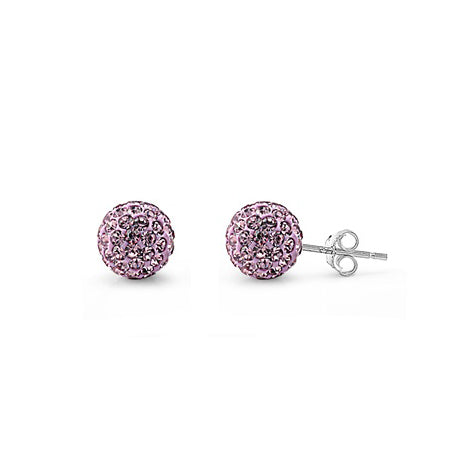 Silver Crystal Ball Earring - 8 mm