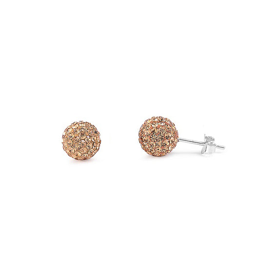 Silver Crystal Ball Earring - 8 mm