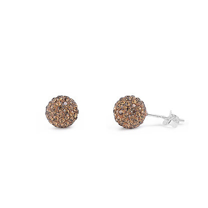 Silver Crystal Ball Earring - 8 mm