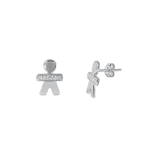 Silver Earrings with CZ - Boy