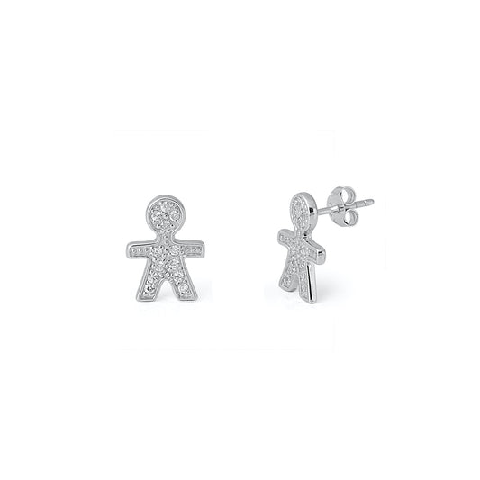 Silver Earrings with CZ - Boy