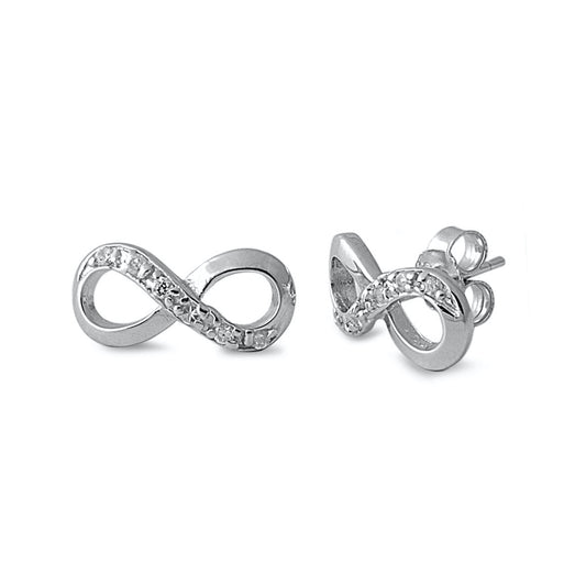 Silver Earrings with CZ - Infinity