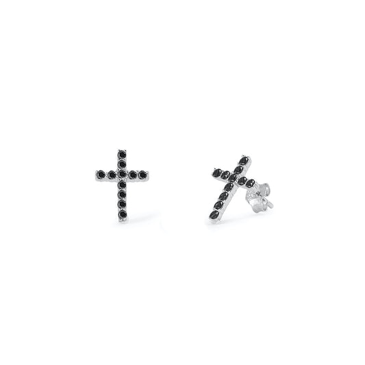 Silver CZ Earring - Cross