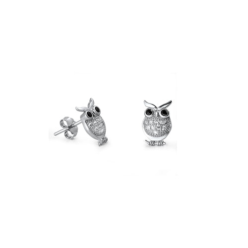 Silver CZ Earring - Owl