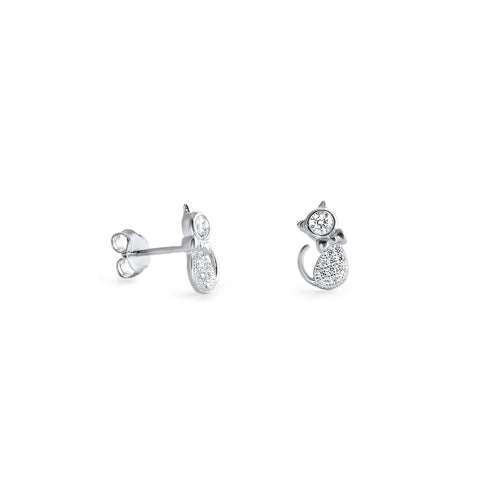 Silver CZ Earring - Cat