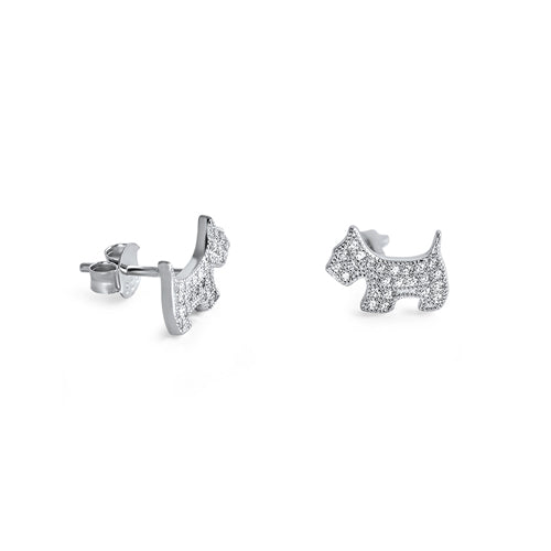 Silver CZ Earring - Dog