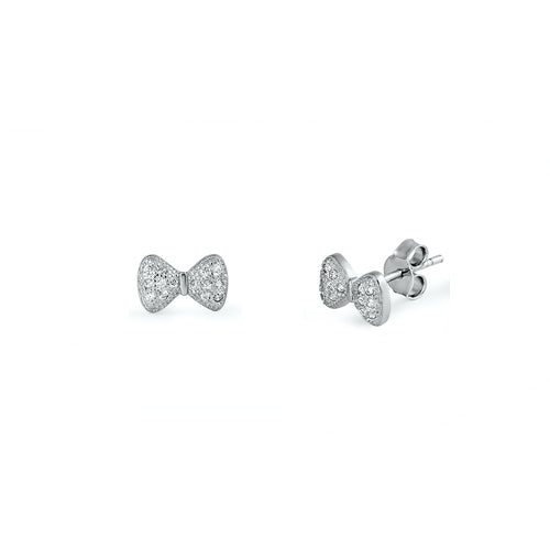 Silver CZ Earring - Bow