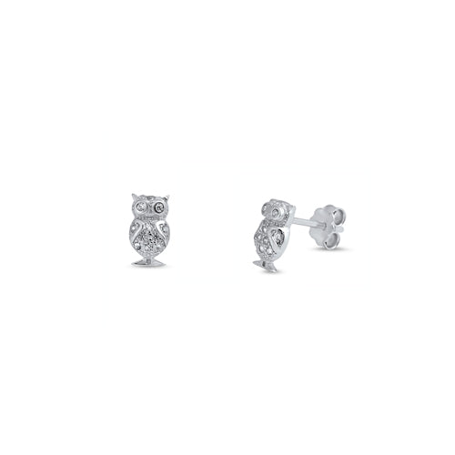 Silver CZ Earring - Owl