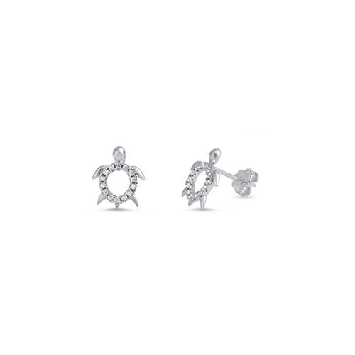 Silver CZ Earring - Turtle
