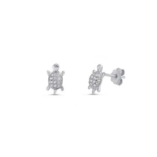 Silver CZ Earring - Turtle