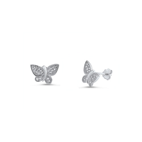 Silver CZ Earring - Butterfly