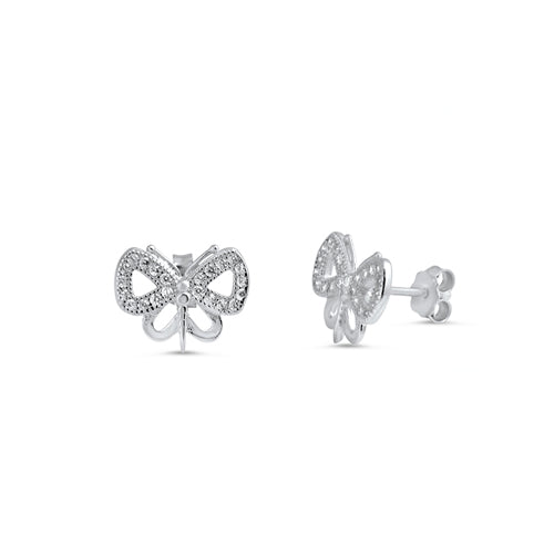 Silver CZ Earring - Butterfly