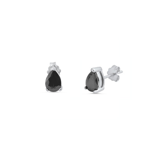 Silver CZ Earring - Teardrop