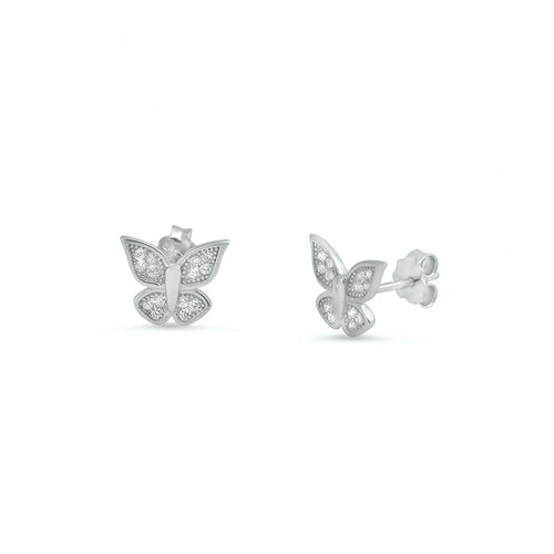 Silver CZ Earring - Butterfly