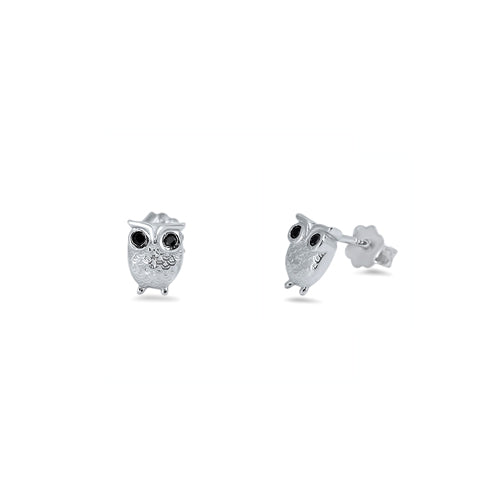 Silver CZ Earring - Owl