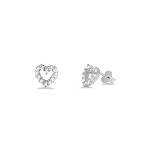 Silver CZ Earring - Heart