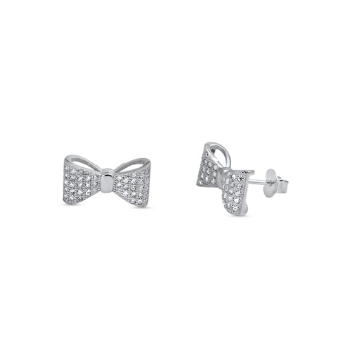 Silver CZ Earring - Ribbon