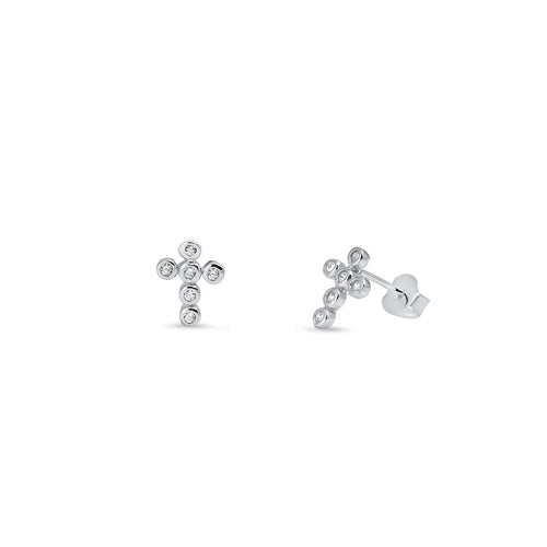 Silver CZ Earring - Cross
