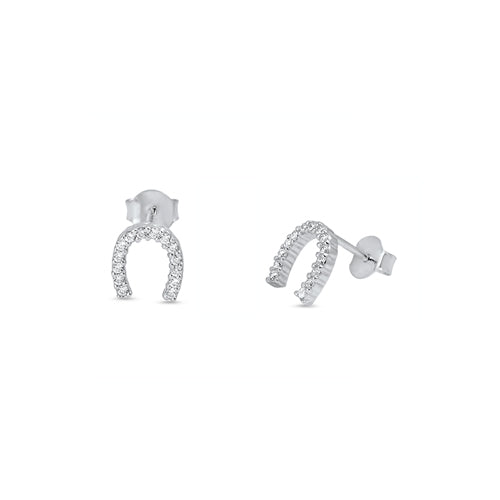 Silver CZ Earring - Horseshoe