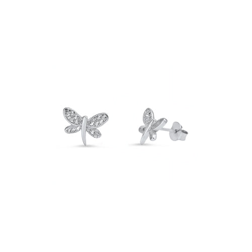 Silver CZ Earring - Dragonfly