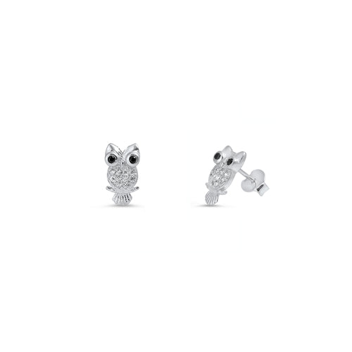 Silver CZ Earring - Owl