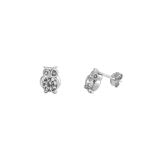Silver CZ Earring - Owl