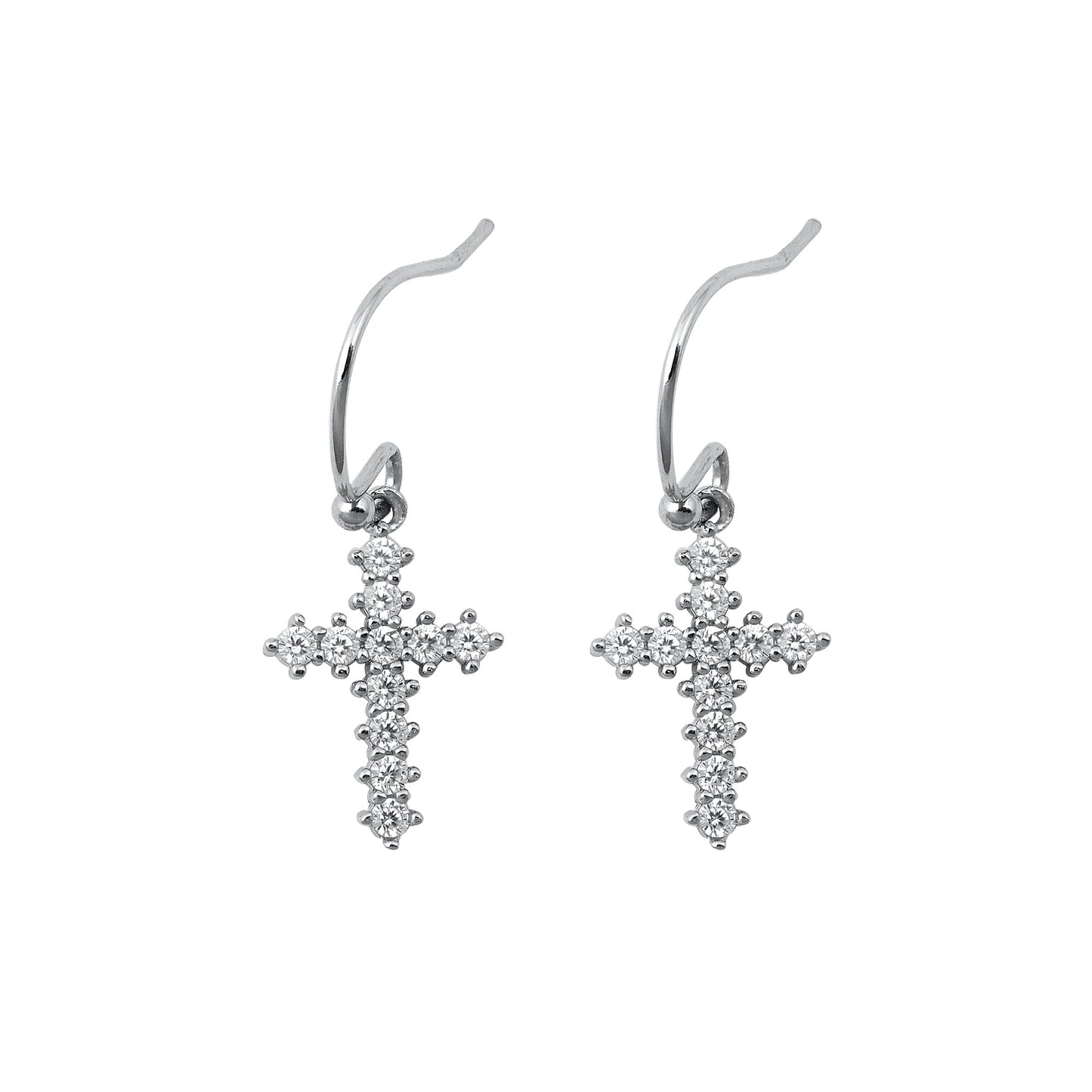 Silver CZ Earring - Cross